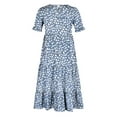 thumbnail image 7 of Fesfesfes Women's Spring Casual Boho Dress Floral Print Ruffle Puff Sleeve Printed High Waist Midi Beach Dresses, 7 of 7