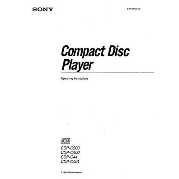 Instruction Manual ONLY for Sony CDP-C400 CD Player Owners Manual REPRINT
