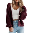 thumbnail image 1 of Suéter tipo cárdigan de punto grueso de moda de otoño e invierno para mujer, chaqueta tipo cárdigan corta holgada con botones y manga larga, 1 of 6