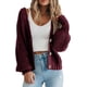 thumbnail image 1 of Suéter tipo cárdigan de punto grueso de moda de otoño e invierno para mujer, chaqueta tipo cárdigan corta holgada con botones y manga larga, 1 of 6