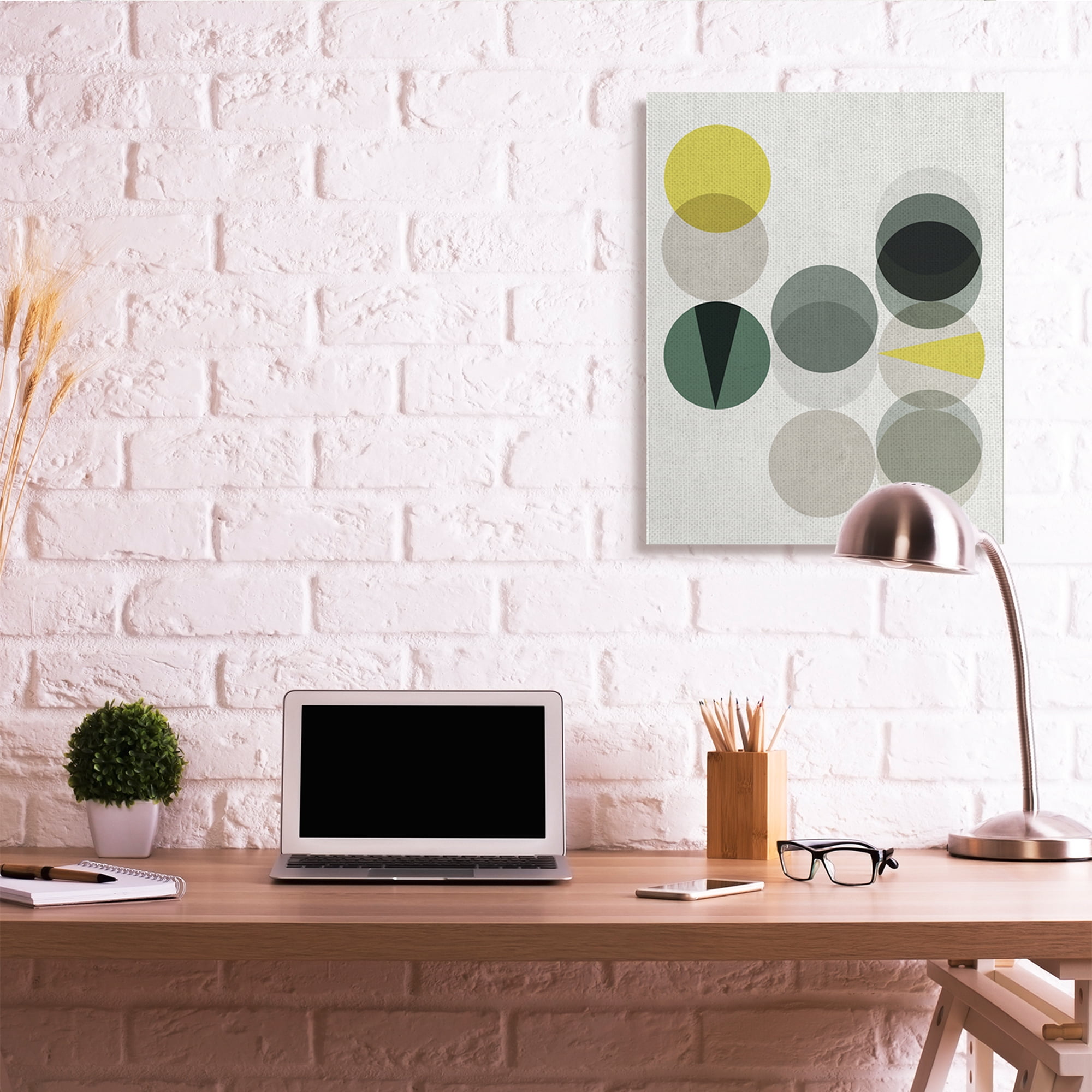 Stupell Industries Earth Tone Layered Circular Shapes Green Grey Abstract Painting Gallery Wrapped Canvas Art Print Wall Art, 30 x 40