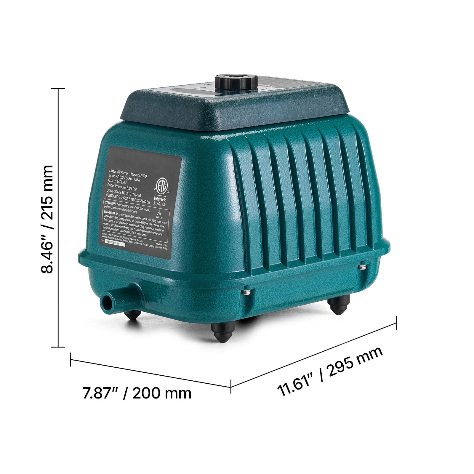 KFFKFF Linear Air Pump, 2219.04 GPH Airflow, Aeration System for 11 ft Deep Ponds, Suitable for Septic Tanks, Aquariums, Waste Management, Seafood Establishments, Fish Farms, and Hydroponic Systems