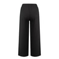 thumbnail image 5 of Linen Pants Women High Waisted Flowy Lounge Palazzo Pants Baggy Straight Leg Cotton Trousers Vacation Beach Trousers Black S, 5 of 7