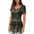 thumbnail image 4 of VERABENDI Womens Tops Plus Size Summer Short Sleeve Button V-Neck Henley Shirt Ladies Blouse (M-4xl), 4 of 7