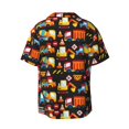 thumbnail image 5 of Uemuo Construction Truck Pattern Cotton Linen Short Sleeve Shirts,Casual Lightweight Button Down Shirts,Vacation Beach Summer Tops-Small, 5 of 7