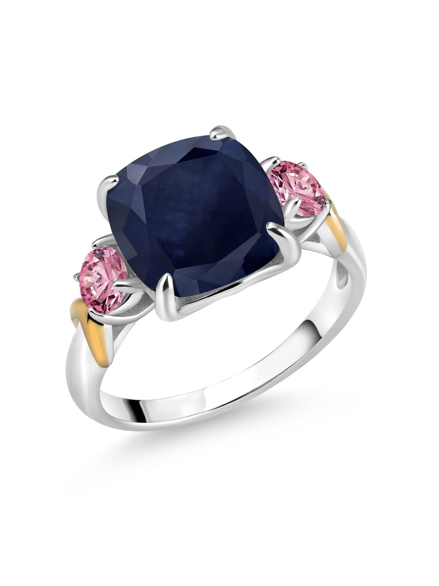 Gem Stone King 5.10 Ct Blue Sapphire Pink Lab Grown Diamond 925 Silver