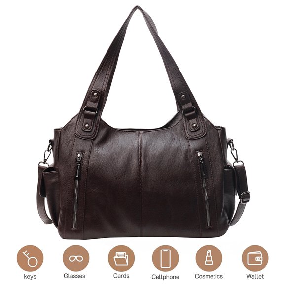 Bolso Mensajero Cruzado Hombro para Mujeres Con Bolsos Retro Cuero PU Múltiples Bolsillos Viajar Por