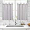 thumbnail image 2 of ZACOO 27"W x 36"L Striped Farmhouse Small Window Curtains Tab Top with Coco Button Tab Top Curtain for Living Room Bathroom, Grey, 2 Panels, 2 of 7