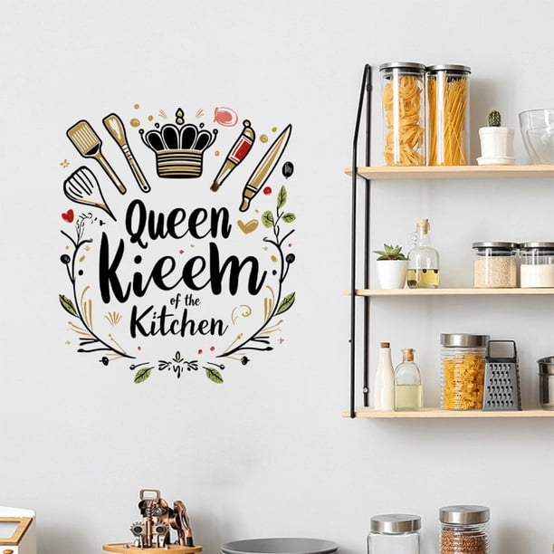 Adhesivos de pared de PVC para utensilios de cocina con forma de corona, 30 x 30 cm