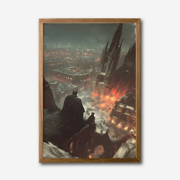 Dark Knight Gotham City Skyline Dramatic Canvas Wall Art