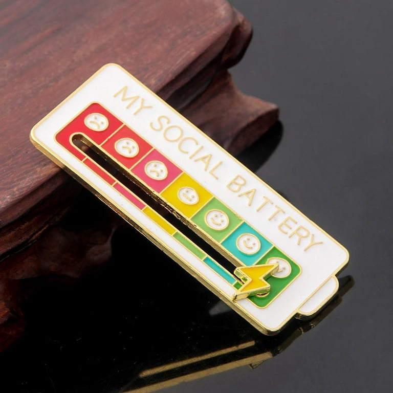 Social Battery Pin,My Social Battery Creative Lapel Pin, Fun Enamel  Emotional Pin 7 Days A Week 