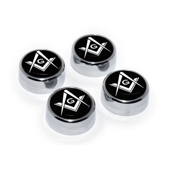 Elektroplate Masonic Square and Compass License Plate Screw Caps Chrome 4-Pack Standard