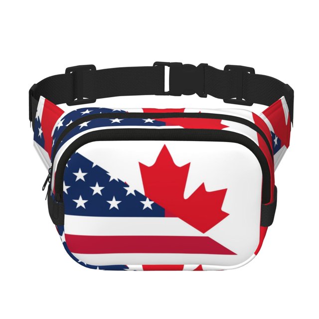 Easygdp USA Canada Flag Fanny Packs para Mujeres y Hombres, Bolsa de Cinturón, Bolsos de Cruz para Trabajo/Correr/Senderismo