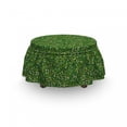 thumbnail image 3 of Floral Ottoman Cover, Graphical Meadow Sprouts, 2 Piece Slipcover Set with Ruffle Skirt for Square Round Cube Footstool Decorative Home Accent, Standard Size, Green Pale Yellow, by Ambesonne, 3 of 5