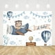 thumbnail image 2 of Fondo de oso para baby shower para niño, fondo para fotografía de baby shower, globos, nubes, avión azul, temática de aventura, decoraciones para fiesta de baby shower, pancarta para fotos, 2 of 4