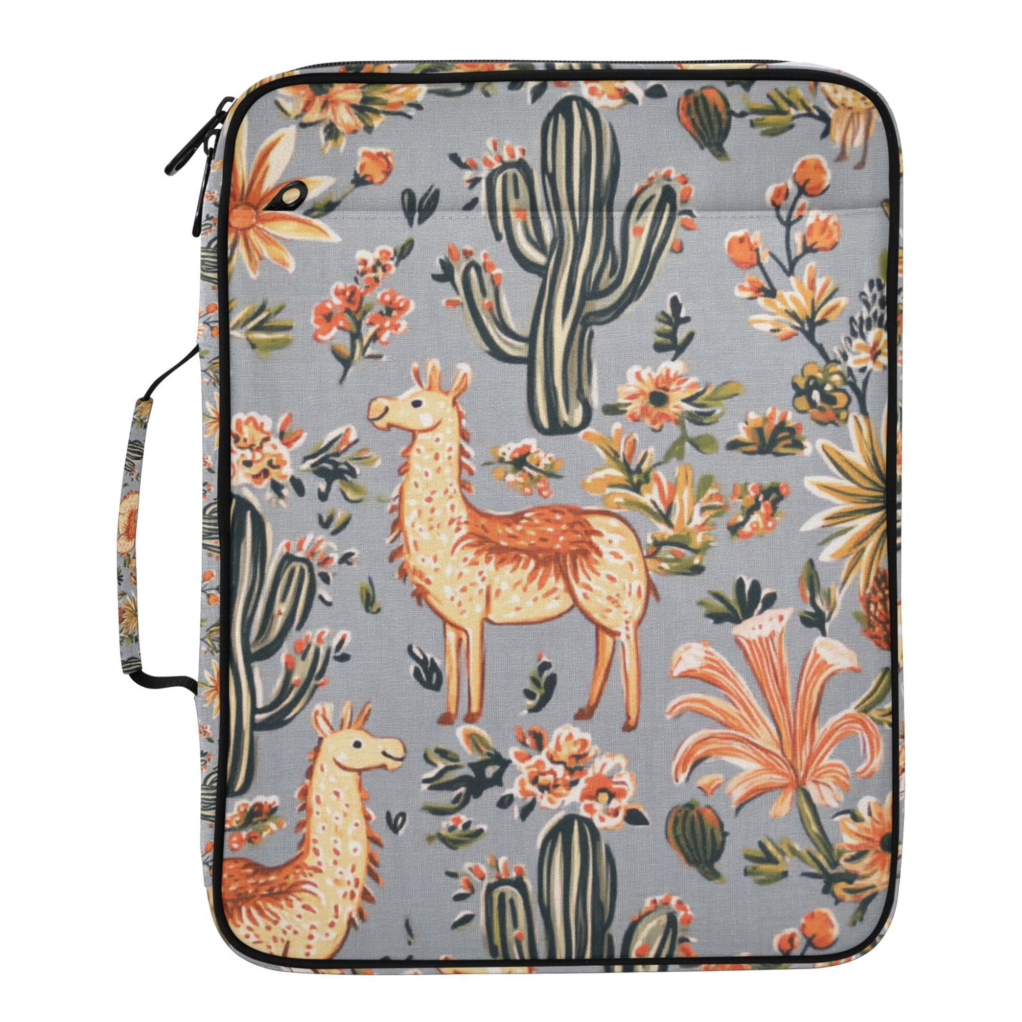 FORMRS Accordion File Folder A4 Size 7-Pocket Expanding Document Organizer Bag with 3 Ring Binder, Gray Llama Pattern