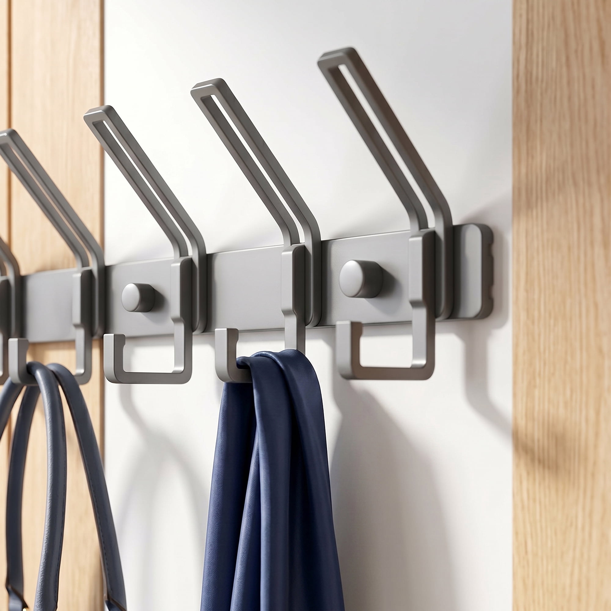 Unique Bargains Wall Mount Coat Rack Hook for Bathroom Organization Gray 6 Hooks