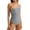 Gray, variant on Womens Ruched One Shoulder Swimsuits Spaghetti Strap One Piece Striped Bathing Suits Slimming Beach Gray, M