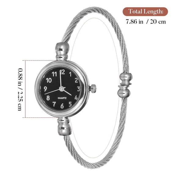 WRISTBIQUE Cuff Watches For Women Bracelet Watch Metal Black 1Pcs