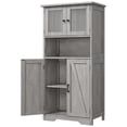 thumbnail image 1 of Gray de madera almacenamiento gabinete: freestanding cupboard con glass doors & adjustable estantes para kitchen, pantry & sala de estar, 1 of 8