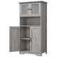 thumbnail image 1 of Gray de madera almacenamiento gabinete: freestanding cupboard con glass doors & adjustable estantes para kitchen, pantry & sala de estar, 1 of 8
