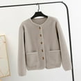 thumbnail image 2 of YDFCWXW Lightweight Cardigan Jacket for Women Classy Thick Lapel Collar Winter Coats Cropped Shearling Outerwear Coffee, 5XL, 2 of 8