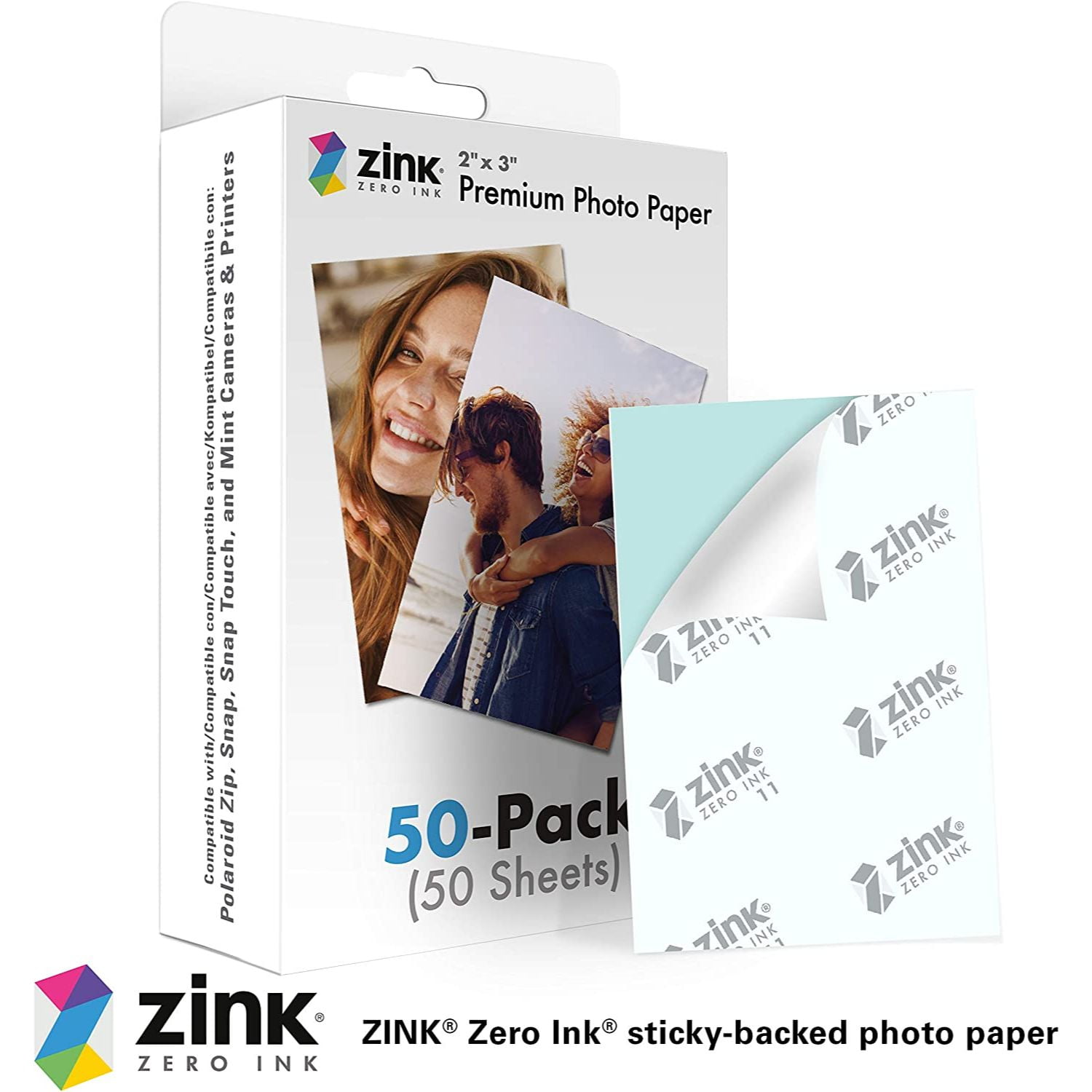 Zink Photo Paper 2x3 (50 Pack), Compatible with Snap Touch, Zip