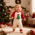 thumbnail image 2 of FYDUU Newborn Baby Christmas Outfit Santa Embroidered Long Sleeve Romper Jumpsuit Color Block Onesie Jumpsuits For Infant Boys Girls Holiday Party Wear 6-12 Months, 2 of 7