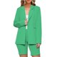 thumbnail image 2 of Traje de negocios para mujer Trajes de 2 piezas Abrigos con cuello vuelto de manga larga Tops Conjuntos de pantalones cortos sólidos Pompotops qwe23533, 2 of 9