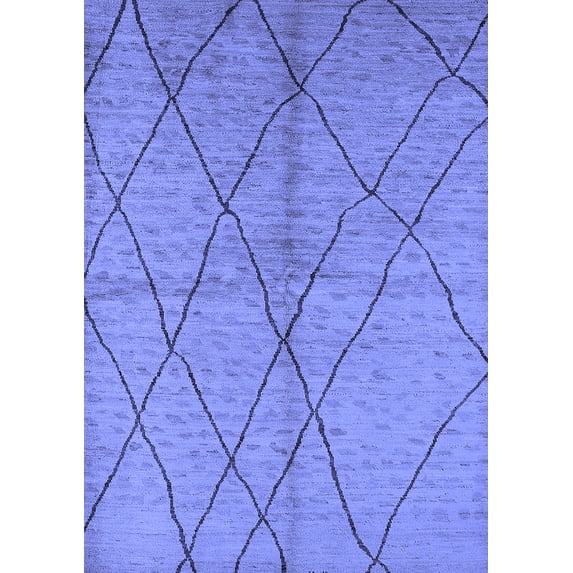 Ahgly Company Indoor Rectangle Solid Blue Modern Area Rugs, 8' x 10'