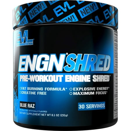 Pre Workout for Weight Loss - ENGN Shred Pre Workout Powder for Maximum Energy & Focus - Natural Caffeine from Coffee Bean & Green Tea Extract - Fat Burner Preworkout Supplement 30 Servings Blue Raz