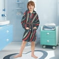 thumbnail image 5 of FORMRS Niños Bathrobe Unisex Hooded Robe Soft Plush Pajamas Sleepwear, Size 10-12T, Stars Abstract Lines, 5 of 7