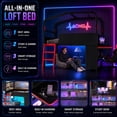 thumbnail image 5 of Leumius Full Size Low Loft Bed with Side Desk and Usb Ports, Gaming Style Metal Loft Bed with Led Lights, Storage Cabinets and Chic Canopy Design for Bedroom Guests Black, 5 of 9