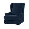 thumbnail image 1 of tredstone 2piece Soft Furniture Protector For Armchair Wing Chair Clean And Safe Stretch Wing Chair Slipcover dark blue, 1 of 6
