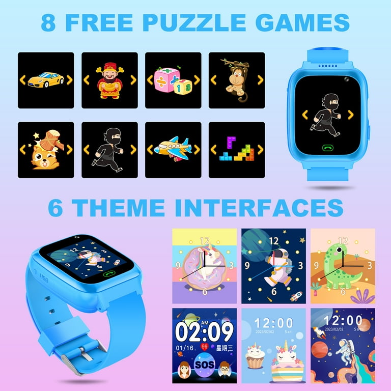 clleylise Smartwatch for Kids, Smartwatch Toys for Boys and Girls, Gifts, Kids Smartwatch with 26 Games, HD Camera, Music, Video, Pedometer, Alarm Children's Watch for