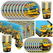 Construction Party Supplies Tableware Deluxe Set for 16 Guests
