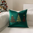 thumbnail image 2 of EazyTech Velvet Christmas Tree Pillow Covers 18x18 Inch Set of 2, Embroidered Holiday Decor Throw Pillow Cover for Sofa Living Room, Green, 2 of 8