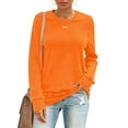thumbnail image 5 of Endives Women's Long Sleeve Shirts Round Neck Womens Tops Solid Color Basic Tee T Shirts Streetwear Outerwear S-5XL Orange, 5 of 7
