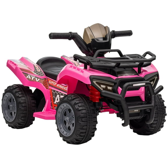Bikes Aosom ATV Four Wheeler Ride on Car, Motorized Quad, 6V Battery Powered Electric Quad with Songs for 18-36 Months, Pink, Riding Toys