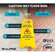 Alpine 24 Inch Caution Wet Floor Sign - Bilingual Safety Warning Sign to Easily Avoid Slippery Accidents in Businesses & High Traffic Areas