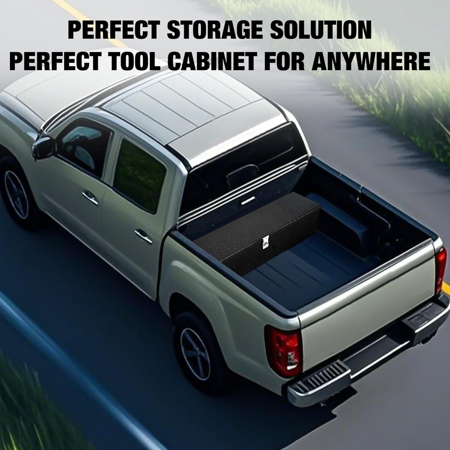 ChaoLink Truck Bed Tool Box - 39 x 13 Inch Heavy Duty Aluminum Alloy - Lock with Keys, Waterproof Storage Box for Truck Bed, RV Trailer (Black)