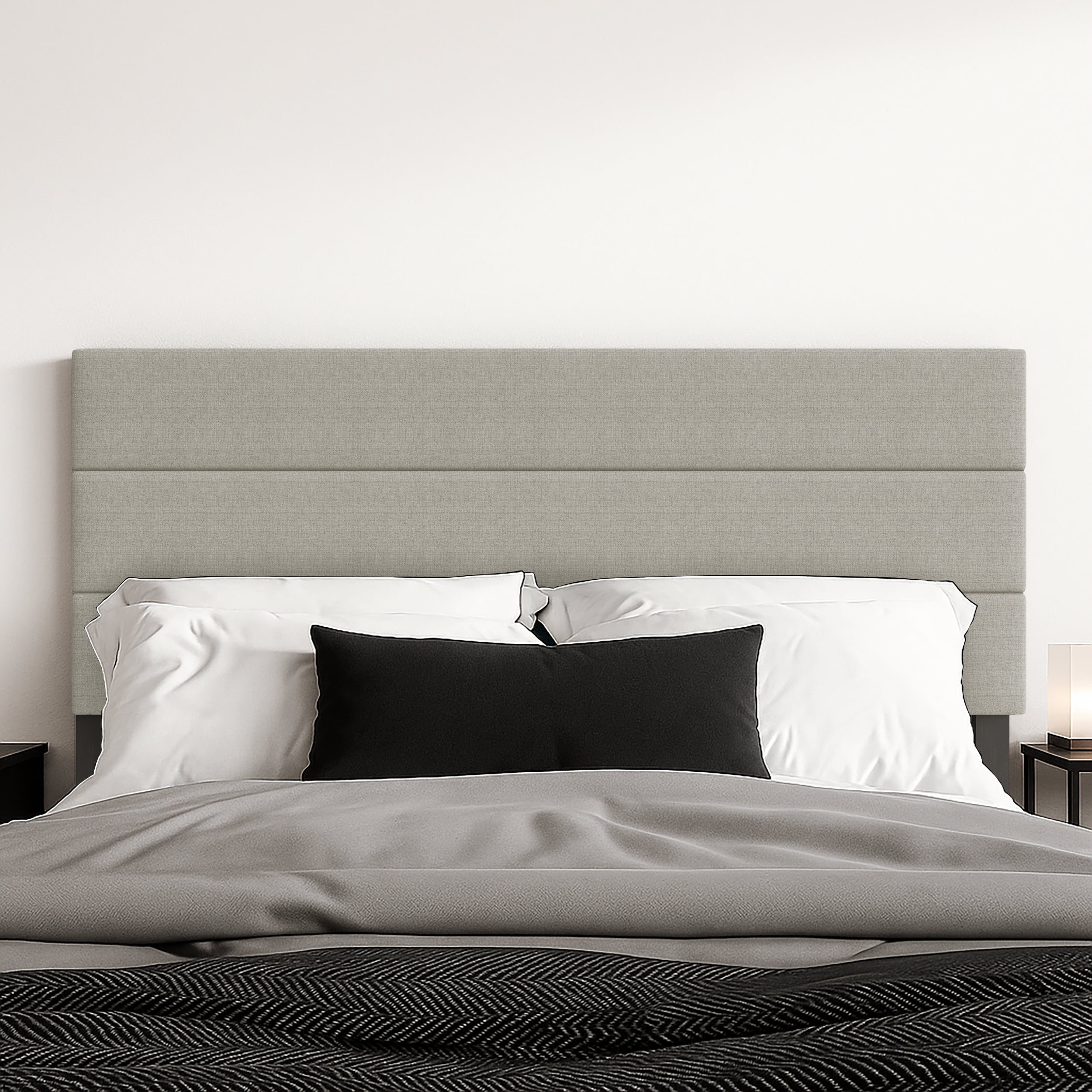 BEDWIN✖️HTC Twin Upholstered Bed, Light Grey | UB-14870-2-TB | Elements