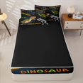 thumbnail image 4 of Metsweet Cartoon Dino Zipper Twin Comforter Sets with Fitted Sheet and 2 Pillowcases, Graffiti Dinosaur Skeleton Zipper Bedding Set, Brown Black White,4-Piece,Black Reversible, 4 of 6