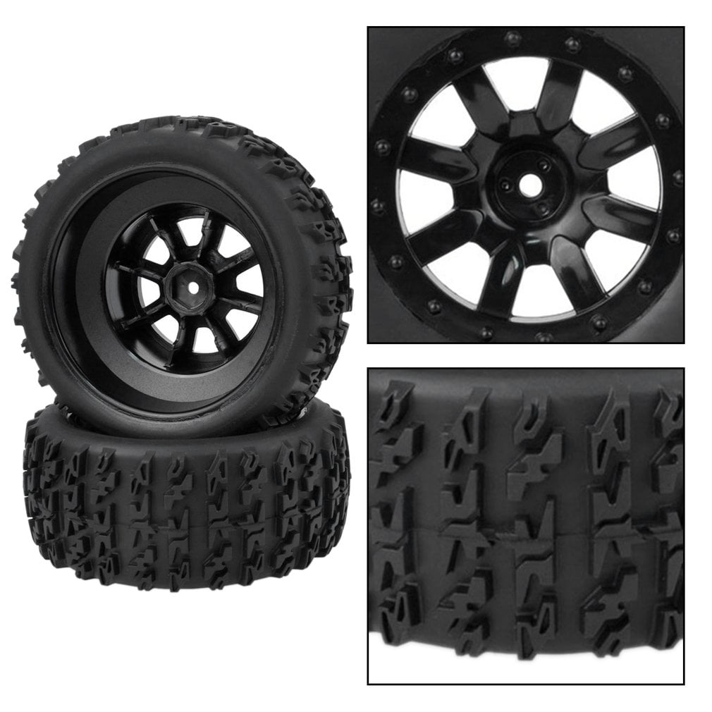 Front Rear Tires Wheels 12mm Hex For Redcat HSP Traxxas 1/10 Off Road Car Black 