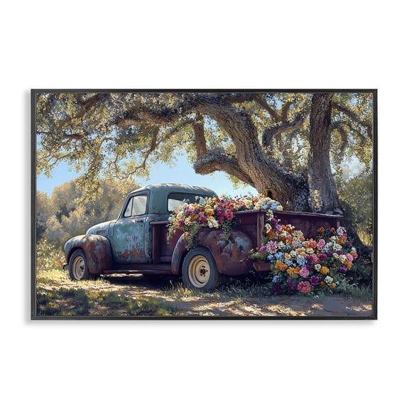 Stupell Industries Farmhouse Repurposed Truck Filled with Flowers Black Framed Giclee Art, 18 x 12, by Franklyn Gregory
