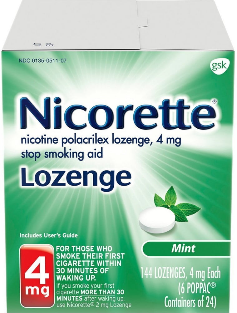 Nicorette Stop Smoking Aid Nicotine Lozenge, Mint Flavor 4 mg 144 ea