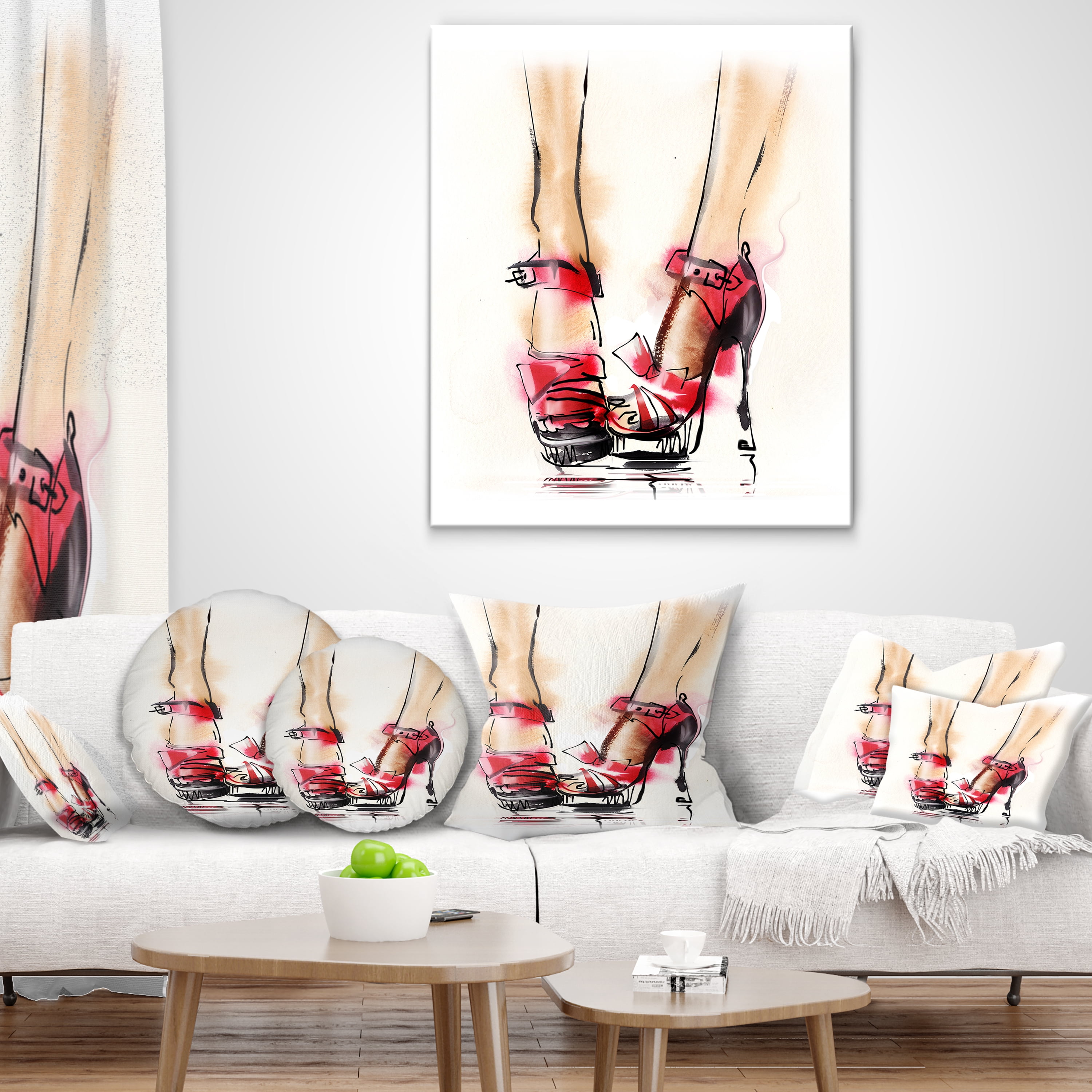 Designart High Heel Fashion Shoes - Abstract Throw Pillow - 18x18