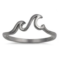 CHOOSE YOUR COLOR Ocean Triple Wave Sea Thumb Swirl Ring .925 Sterling Silver Band Jewelry Female Size 6