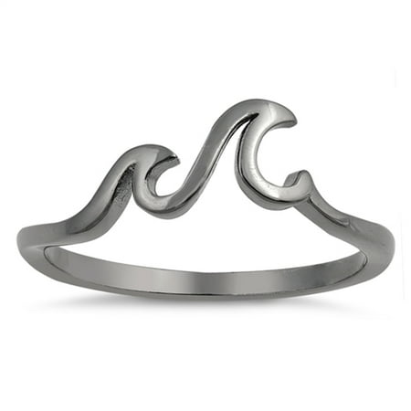 Ocean Triple Wave Sea Thumb Swirl Ring New .925 Sterling Silver Band Size
