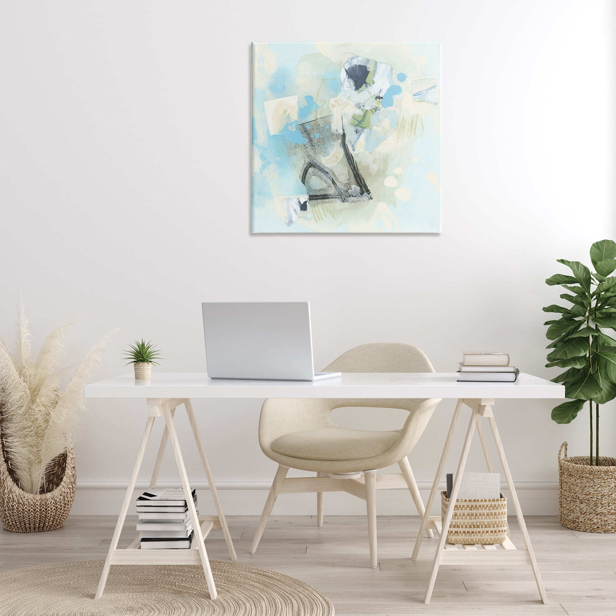 Stupell Industries Blue & Grey Abstract Abstract Painting Gallery Wrapped Canvas Art Print Wall Art, 30 x 30